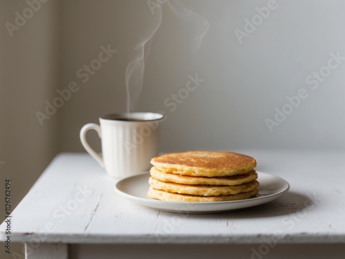 Wallpaper Mural Delicious Corn Pancakes Served with Morning Coffee. Torontodigital.ca