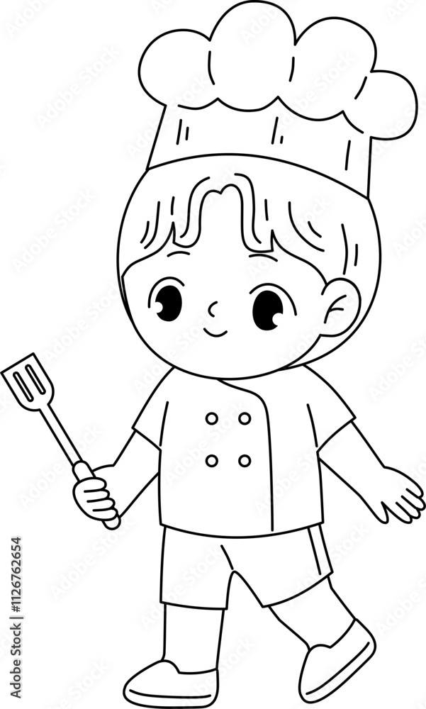 kid chef cartoon character outline coloring printable kid chef cartoon character outline coloring printable