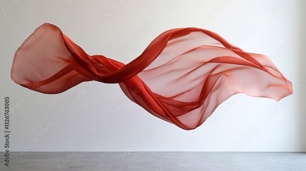 Captured the elegance of movement: a vibrant red silk fabric floating gracefully against a pure white backdrop, evoking a sense of freedom and sophistication. Generative AI Captured the elegance of movement: a vibrant red silk fabric floating gracefully against a pure white backdrop, evoking a sense of freedom and sophistication. Generative AI