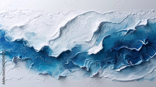 Blue oil wave isolated on white background, horizontal without splashes and drops. Generative AI photo