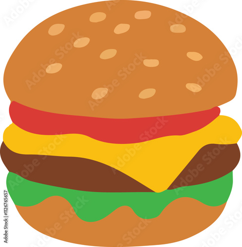Burger icon vector on white background.