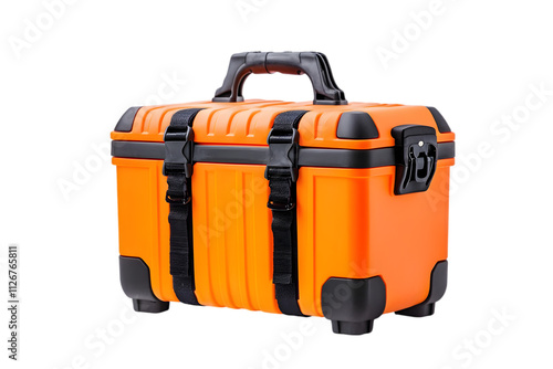 Orange Toolbox with Black Handles Isolated on White