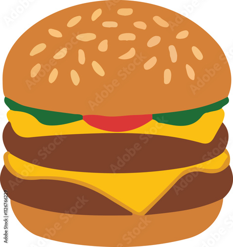 Burger icon vector on white background.
