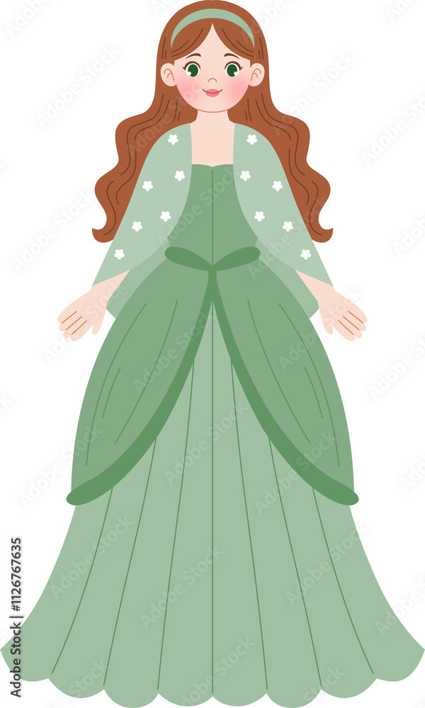 Cute princess in beautiful dress cartoon character illustration Cute princess in beautiful dress cartoon character illustration