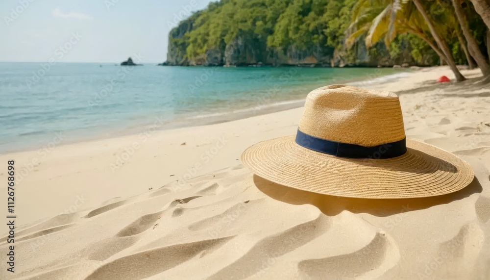 hat is on the beach it's time for vacation hat is on the beach it's time for vacation