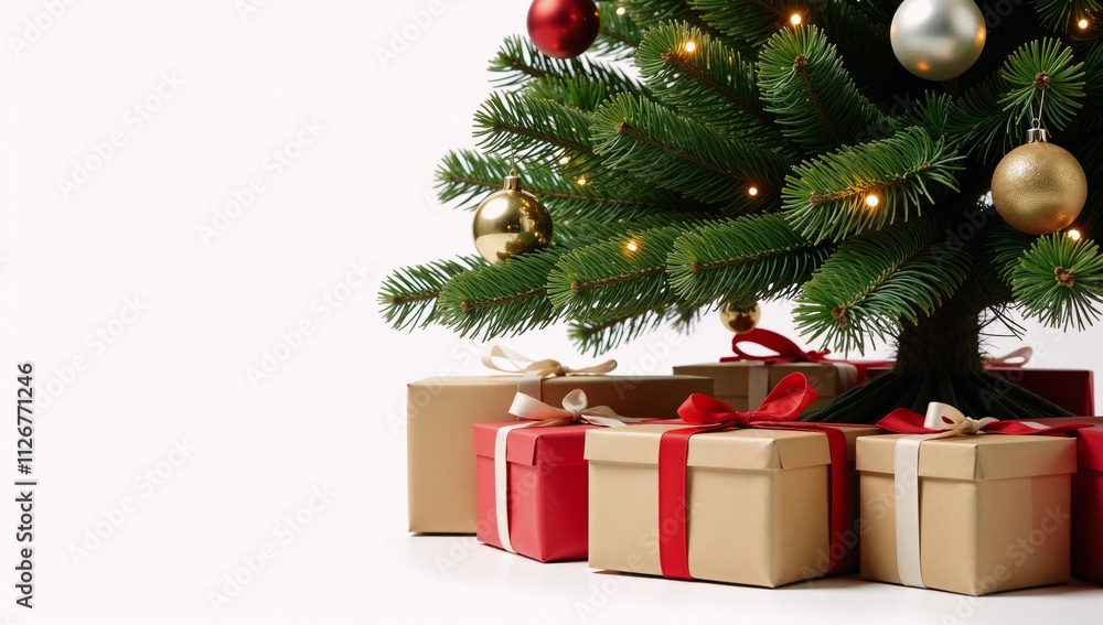 Christmas tree with presents isolated for close-up detailing Christmas tree with presents isolated for close-up detailing