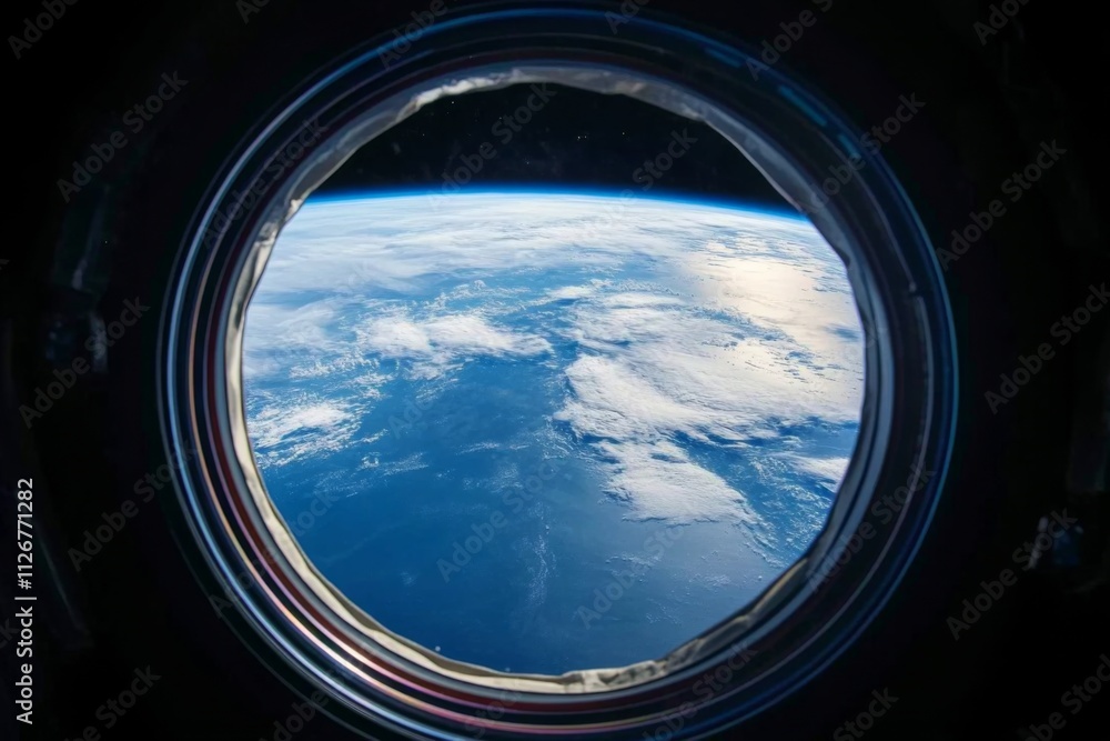 : Earth View from Space Station Window in this Image with Planet Scenery : Earth View from Space Station Window in this Image with Planet Scenery