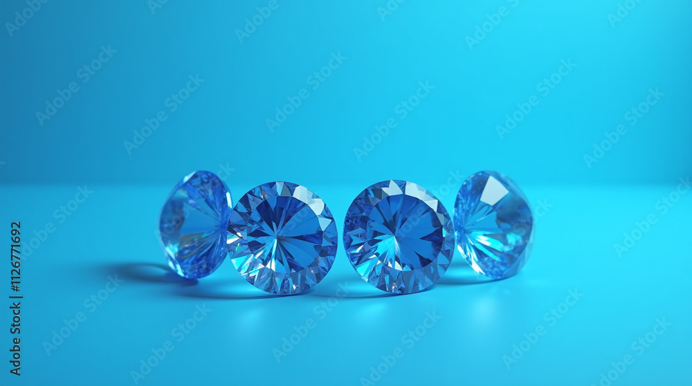 Blue Diamonds and Gems on Clean Background Blue Diamonds and Gems on Clean Background