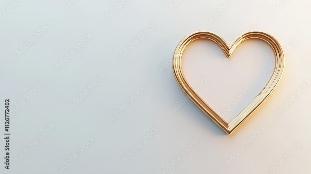 Simple outline of a heart in gold color on a plain white background, leaving ample negative space around Valentine's day horizontal web banner, sale flyer, advert, greeting card Simple outline of a heart in gold color on a plain white background, leaving ample negative space around Valentine's day horizontal web banner, sale flyer, advert, greeting card
