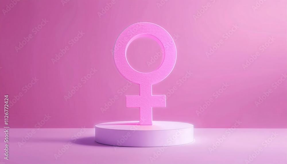 Vibrant Pink Feminine Symbol Statue on Minimalistic Pink Background. Celebrating Women’s Empowerment, Gender Equality, Feminism, and Advocacy for Women’s Rights in Modern Design Concepts Vibrant Pink Feminine Symbol Statue on Minimalistic Pink Background. Celebrating Women’s Empowerment, Gender Equality, Feminism, and Advocacy for Women’s Rights in Modern Design Concepts