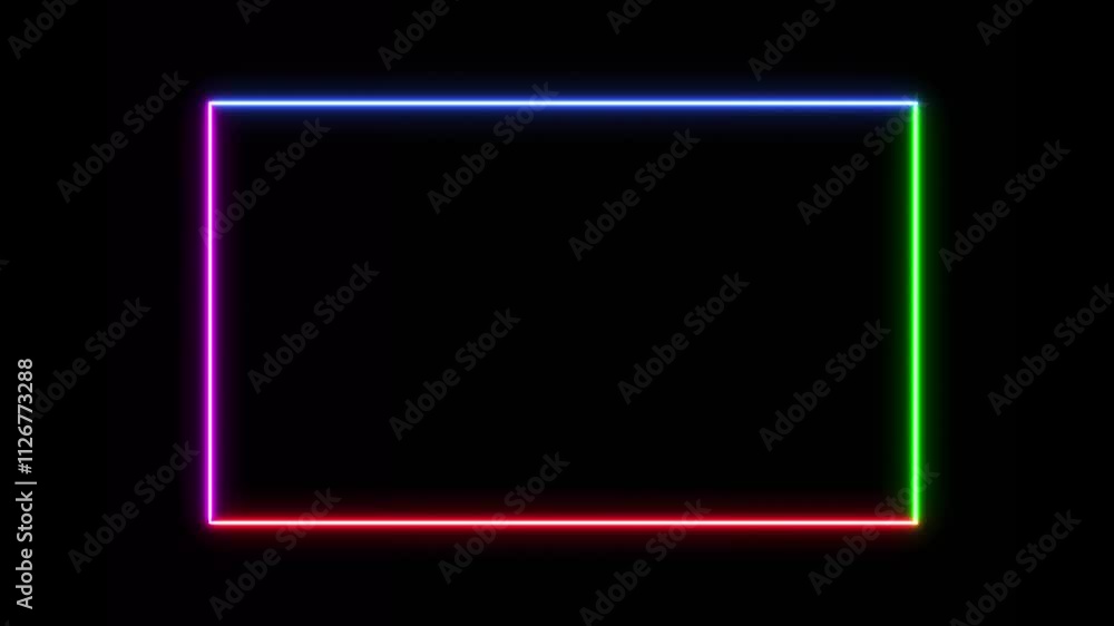 Glowing Neon light rectangle frame background retro style, 4k animation video. Glowing Neon light rectangle frame background retro style, 4k animation video.