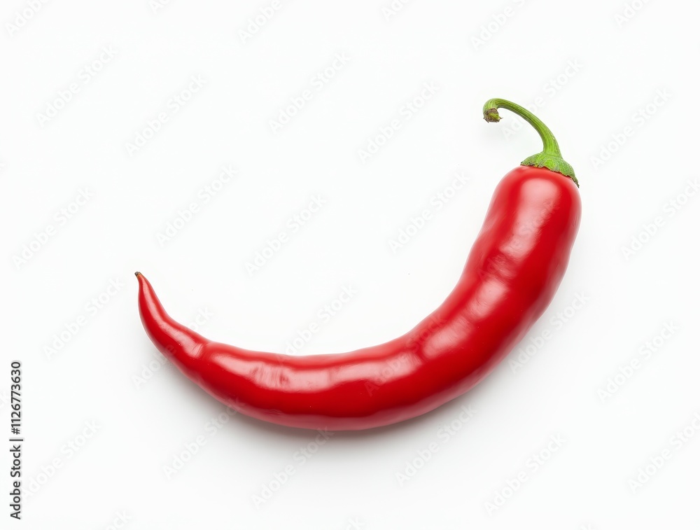 A fiery red chili pepper isolated on a white background. A fiery red chili pepper isolated on a white background.