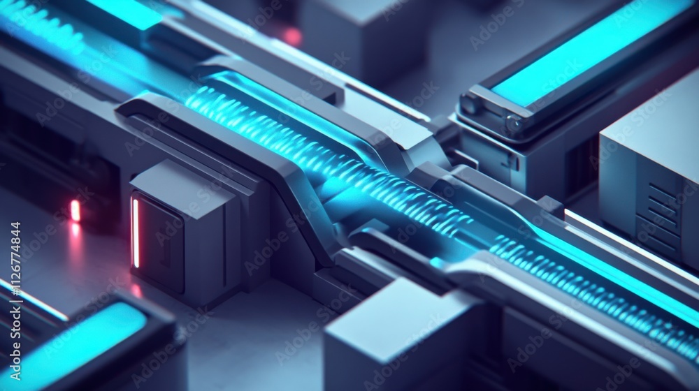 The concept of Workflow Optimization in cool grey and electric blue colors The concept of Workflow Optimization in cool grey and electric blue colors