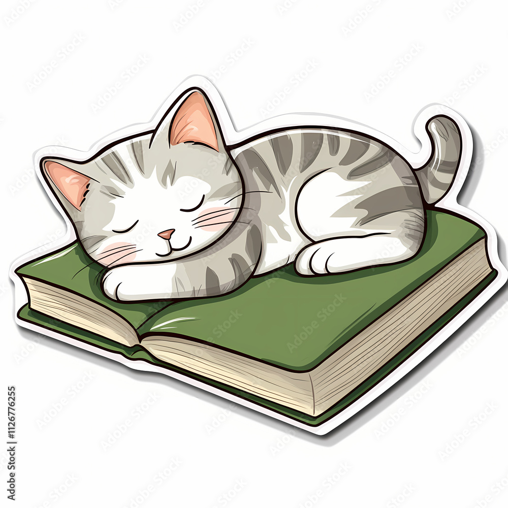 cat sleeping on a book cartoon cat sleeping on a book cartoon