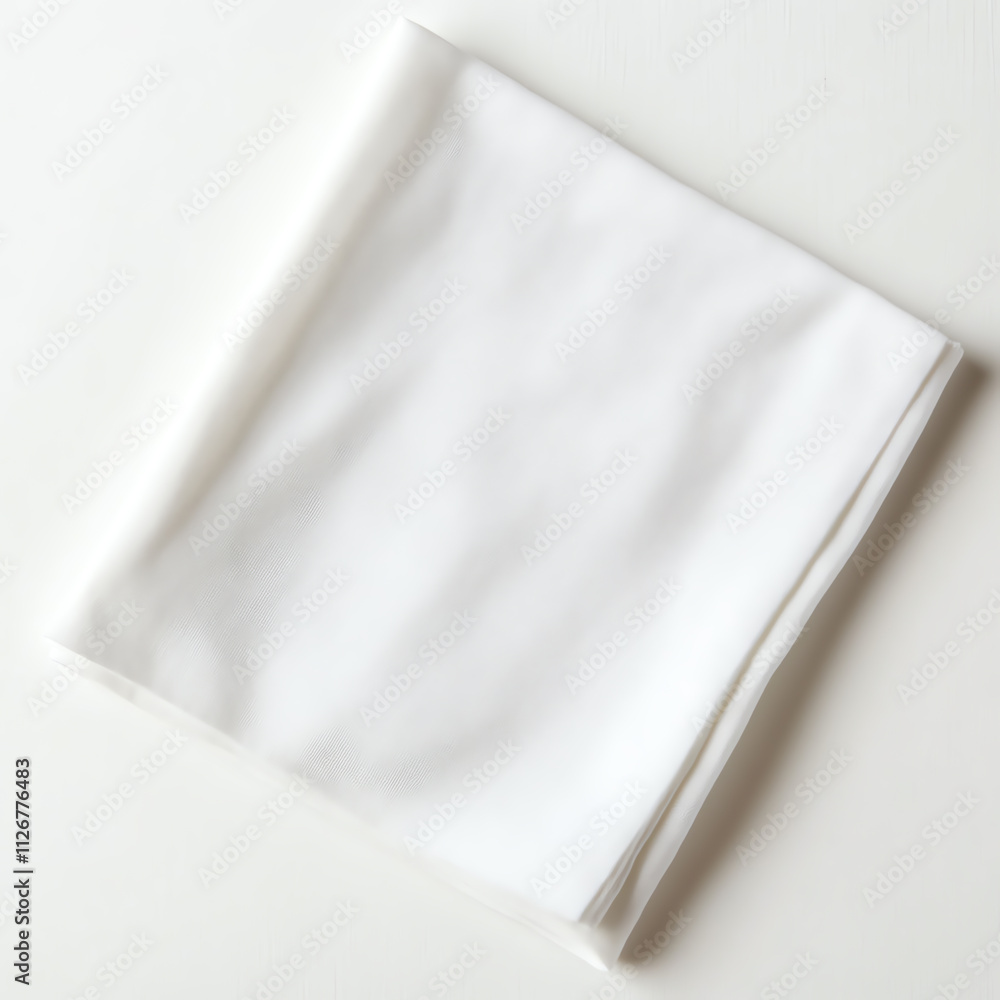A clean, folded white fabric on a flat surface perfect for backgrounds or textures. A clean, folded white fabric on a flat surface perfect for backgrounds or textures.