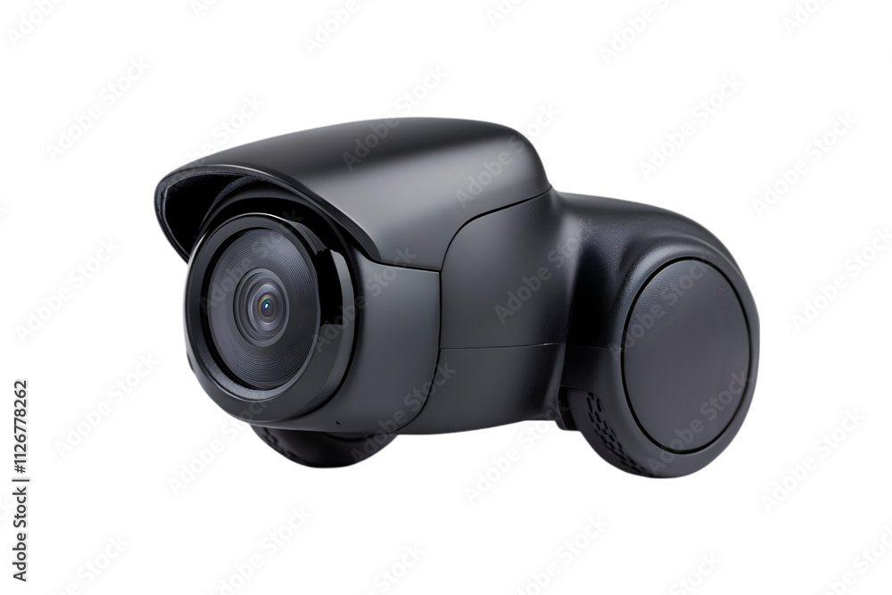 Compact Black Surveillance Camera with Wide Lens Isolated on White Background
Compact Black Surveillance Camera with Wide Lens Isolated on White Background