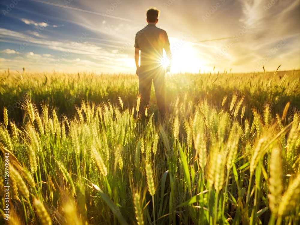 Minimal Green Grass with a man Design Minimal Green Grass with a man Design