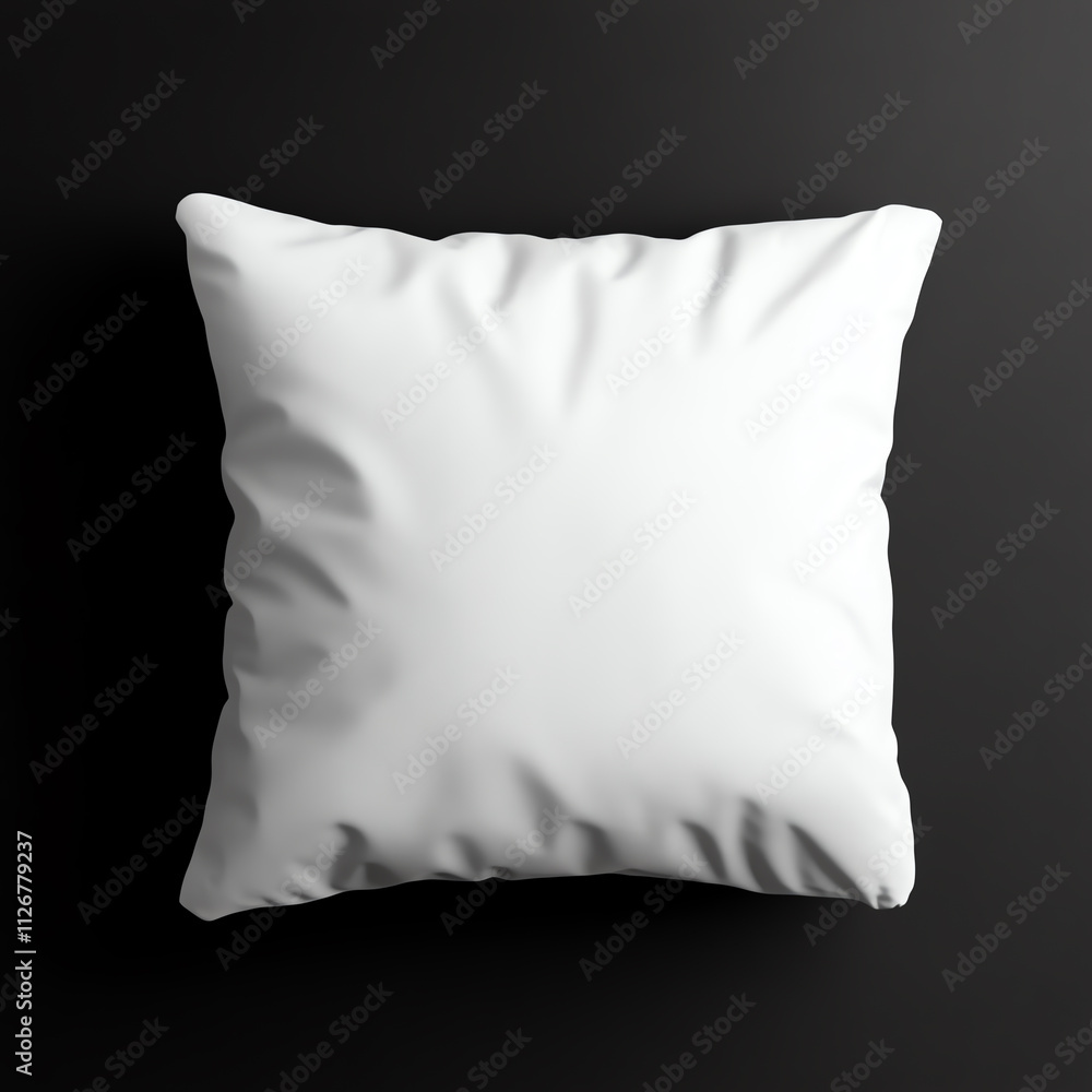 A soft, white cushion placed on a dark surface for a minimalistic interior look. A soft, white cushion placed on a dark surface for a minimalistic interior look.