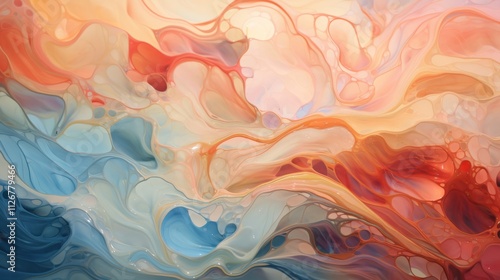 Abstract Fluid Art Swirling Colors Pastel Hues