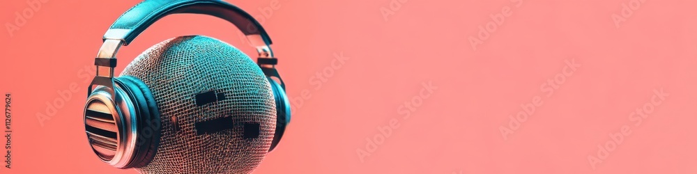 Headphones on a Sphere Conceptual Image for Podcast or Music Streaming Service Headphones on a Sphere Conceptual Image for Podcast or Music Streaming Service