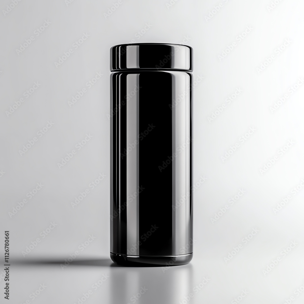 A sleek black insulated bottle for beverages with a modern design, perfect for on-the-go. A sleek black insulated bottle for beverages with a modern design, perfect for on-the-go.