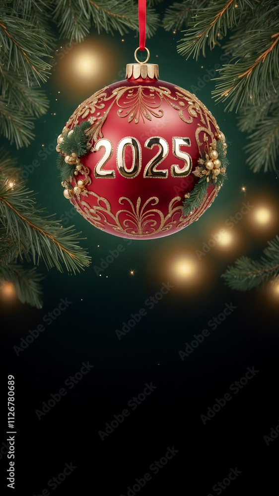 A Christmas Ornament Hanging on a Tree Template Design A Christmas Ornament Hanging on a Tree Template Design