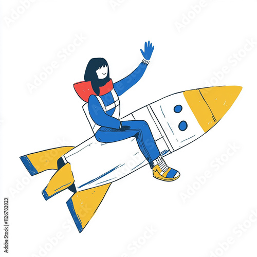 illustration of a rocket with women