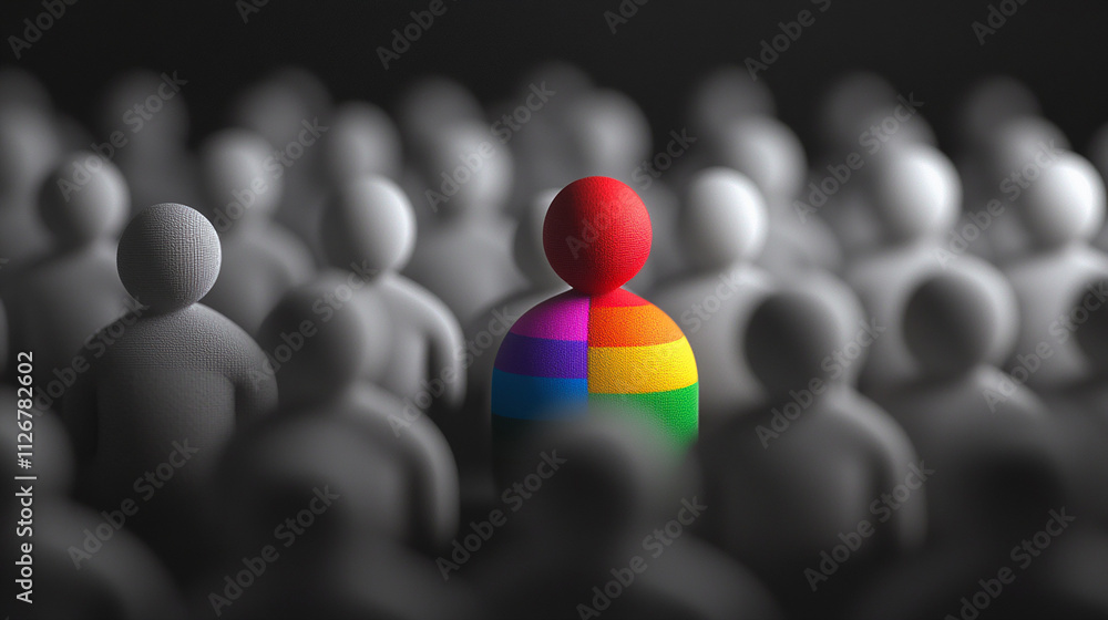 Fototapeta premium a lot of red and white people illustration with network leadership sign