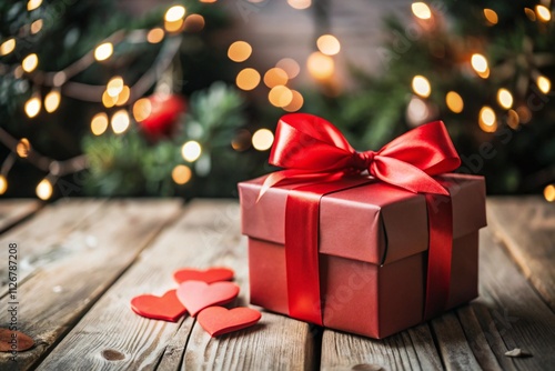 Wallpaper Mural Gift boxes on a background of lights and red hearts. A cozy concept for Valentine's day. We prepare gifts for loved ones. Torontodigital.ca