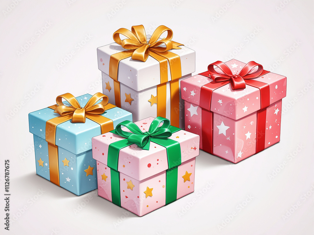 A collection of beautifully wrapped gift boxes featuring pastel tones A collection of beautifully wrapped gift boxes featuring pastel tones