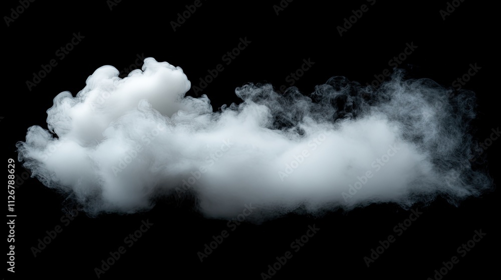 White Smoke Cloud Isolated on Black Background White Smoke Cloud Isolated on Black Background