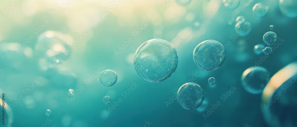 Abstract Teal Water Bubbles Background, Floating Bubbles, Liquid Texture Abstract Teal Water Bubbles Background, Floating Bubbles, Liquid Texture