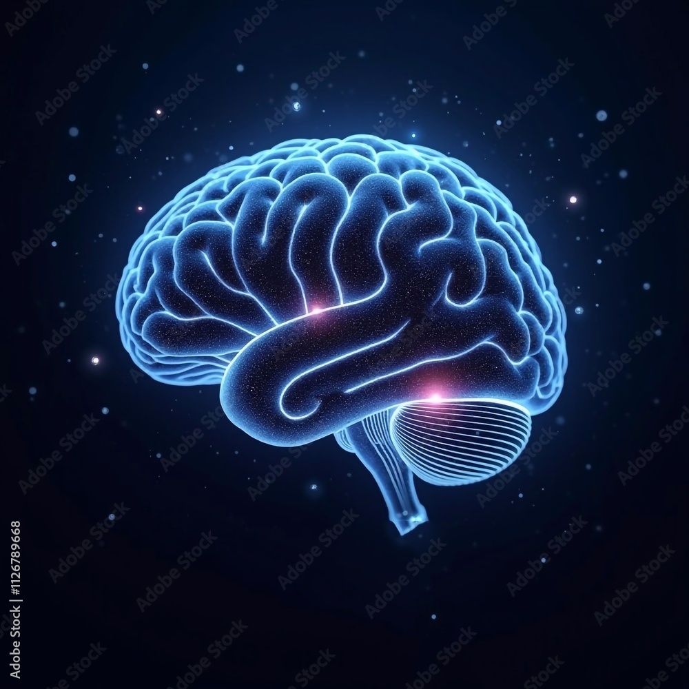 Fototapeta premium Digital brain, futuristic background, blurred bokeh effect, mind, artificial intelligence