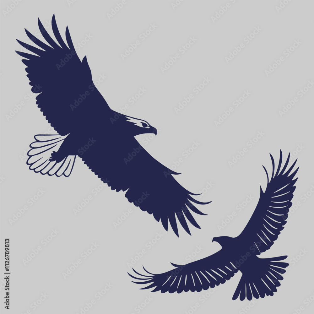 Obraz premium two eagle fighting silhouette vector art and illustration