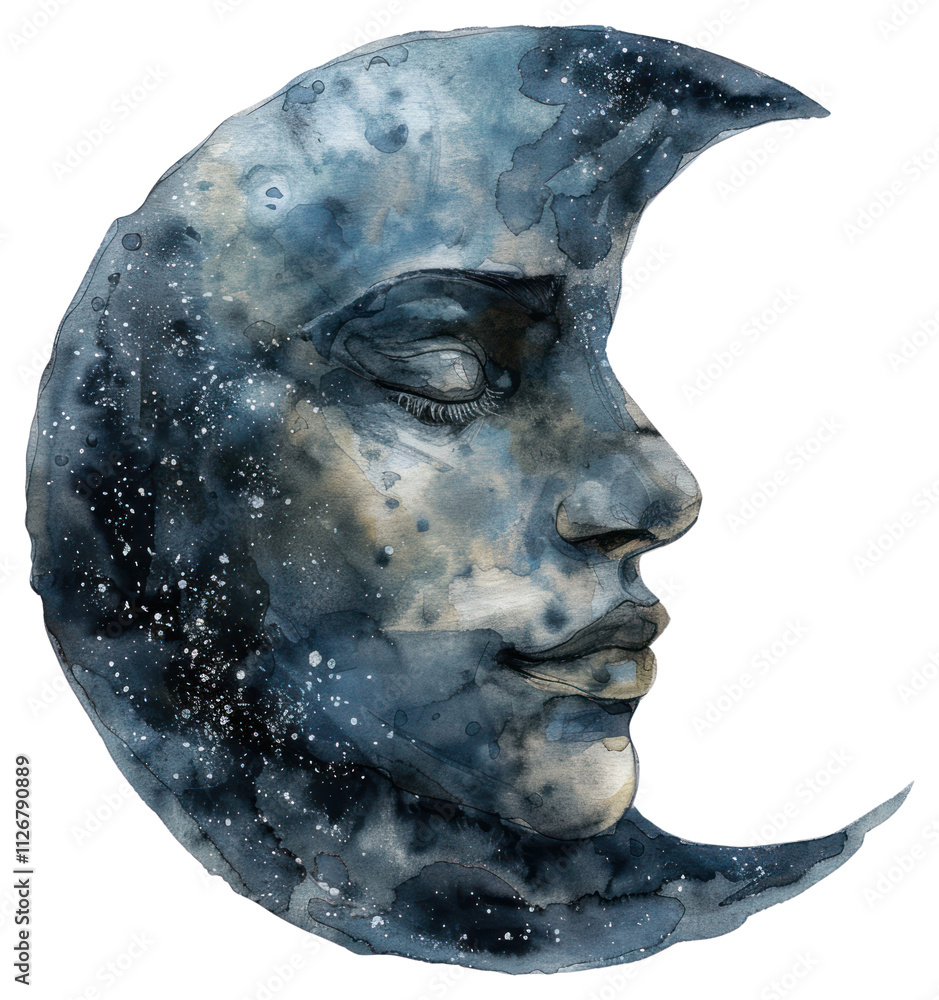 Naklejka premium PNG Dark academia moon face photography accessories astronomy.