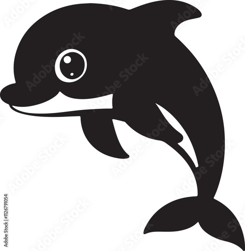 A cute kawaii Dolphin silhouette vector and illustration design photo