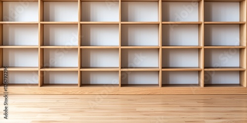 Obraz na płótnie The handmade woodwork. Empty wooden shelves against a simple wall backdrop. w salonie