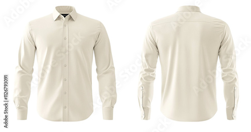 Ivory men's long-sleeve shirt, white, multi-view.