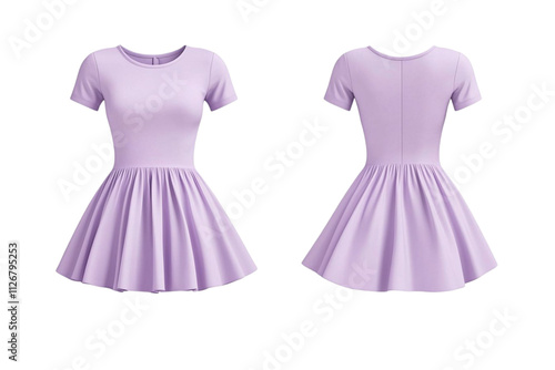 Simple lilac swing dress for women on white.