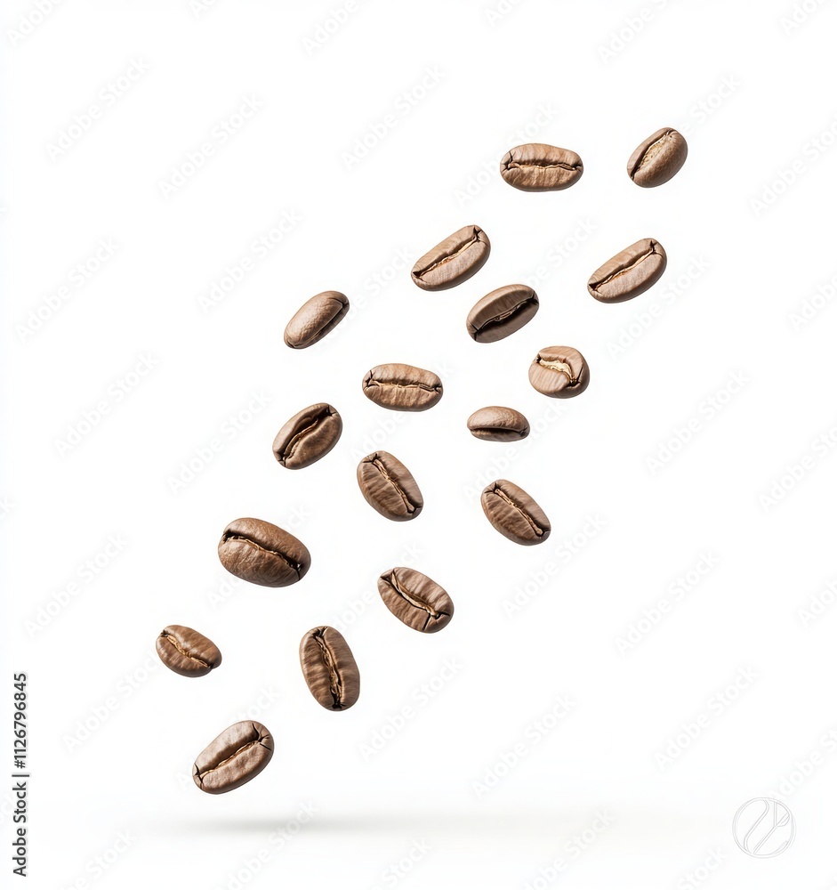 Coffee Beans Falling in the Air. A Rich and Aromatic Coffee Bean Image Coffee Beans Falling in the Air. A Rich and Aromatic Coffee Bean Image