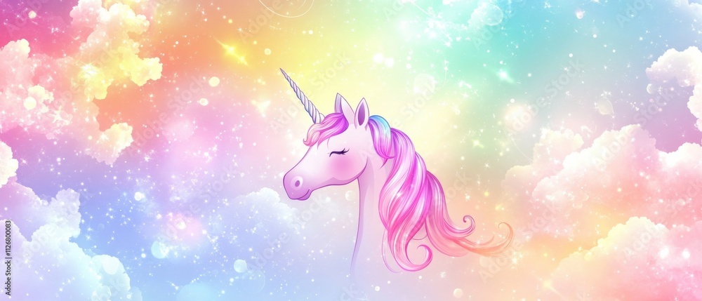 Magical Pastel Unicorn in a Dreamy Rainbow Sky Magical Pastel Unicorn in a Dreamy Rainbow Sky