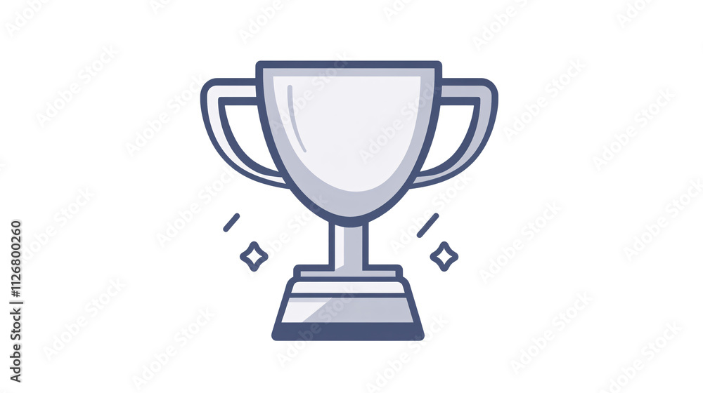 An icon of a silver trophy cup with a sleek and modern design, on a white background An icon of a silver trophy cup with a sleek and modern design, on a white background