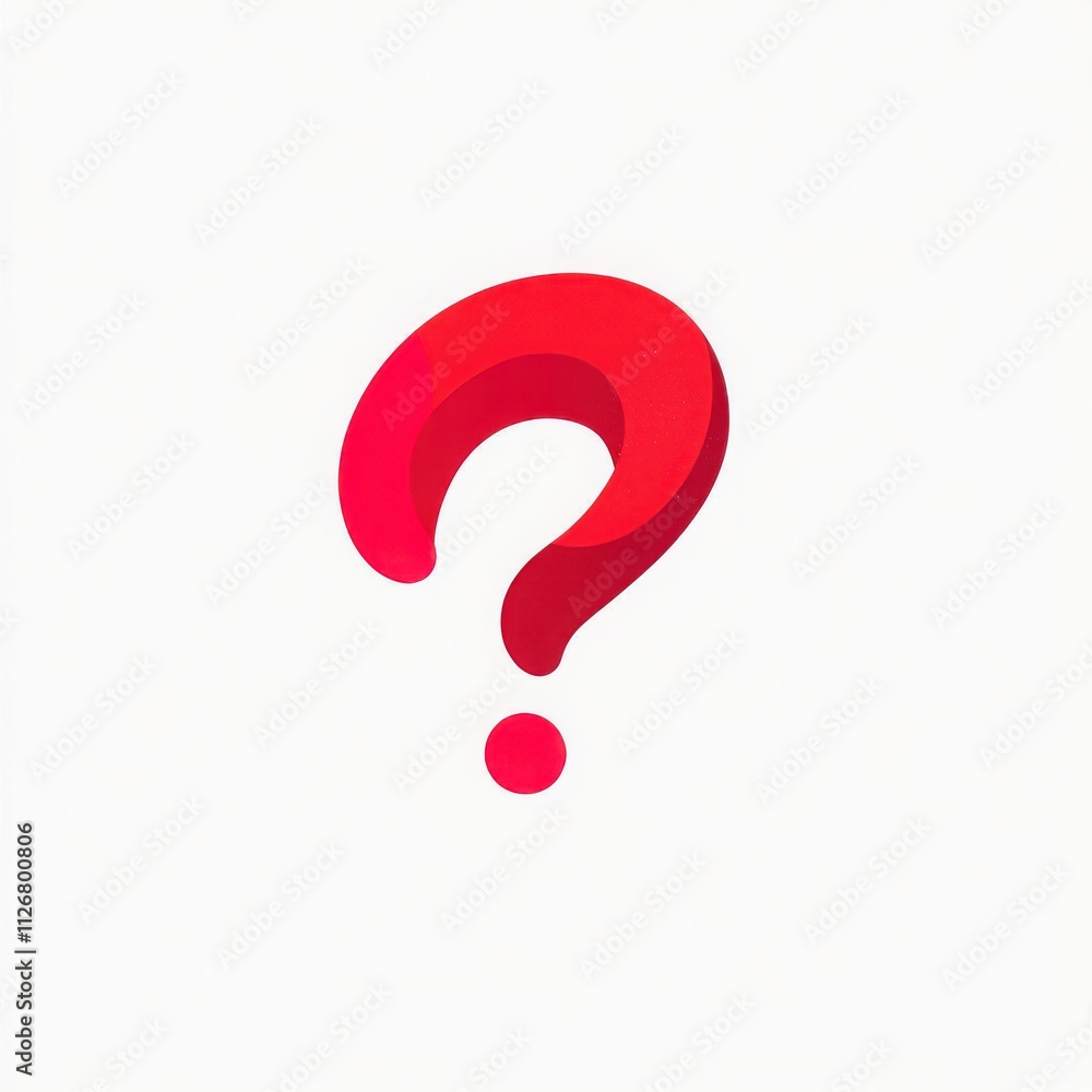 A vector illustration of a red question mark on a white background, with simple lines and a flat design. A vector illustration of a red question mark on a white background, with simple lines and a flat design.