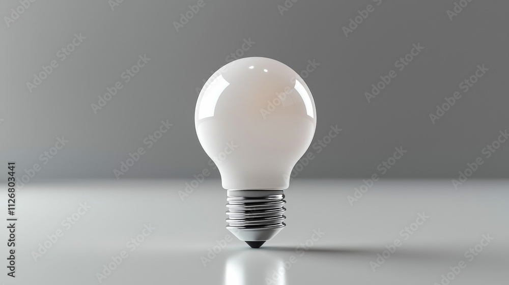 Light bulb on smooth minimalist surface. A smooth white light bulb stands upright on a flat surface, showcasing a minimalistic design and neutral background. Light bulb on smooth minimalist surface. A smooth white light bulb stands upright on a flat surface, showcasing a minimalistic design and neutral background.