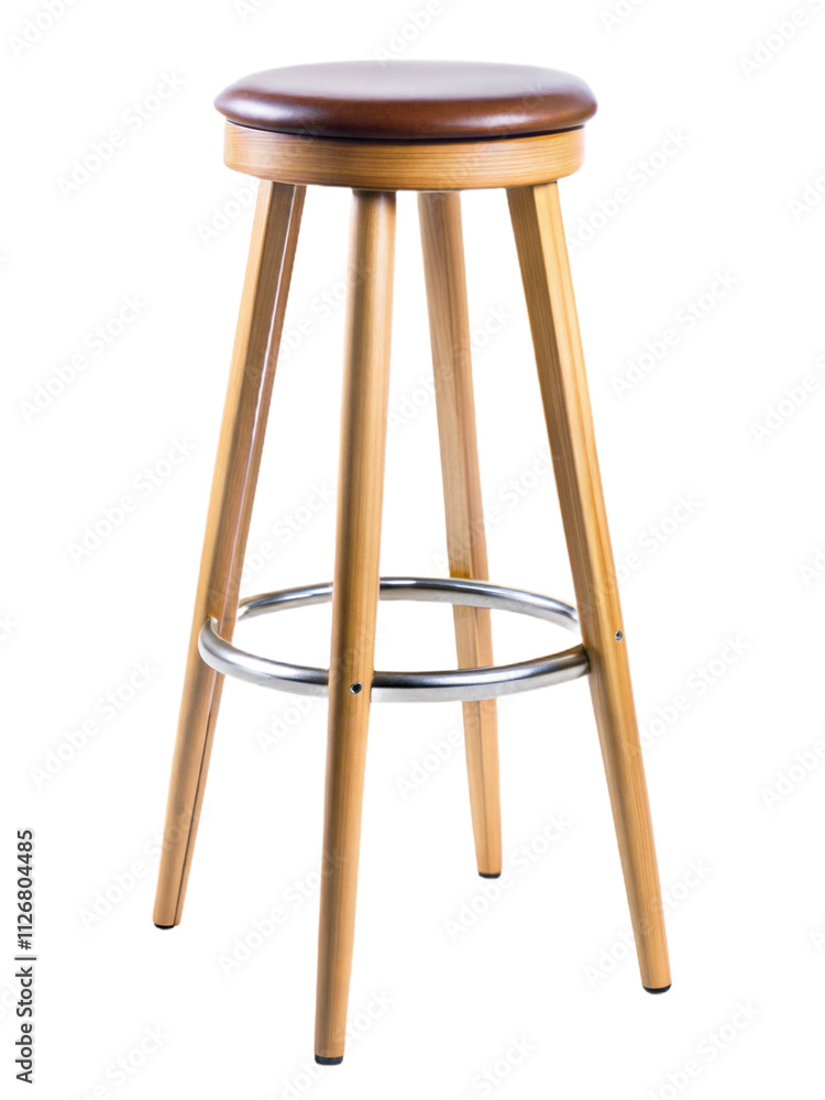Stylish wooden bar stool with a round seat and sleek legs, ideal for modern interiors Stylish wooden bar stool with a round seat and sleek legs, ideal for modern interiors