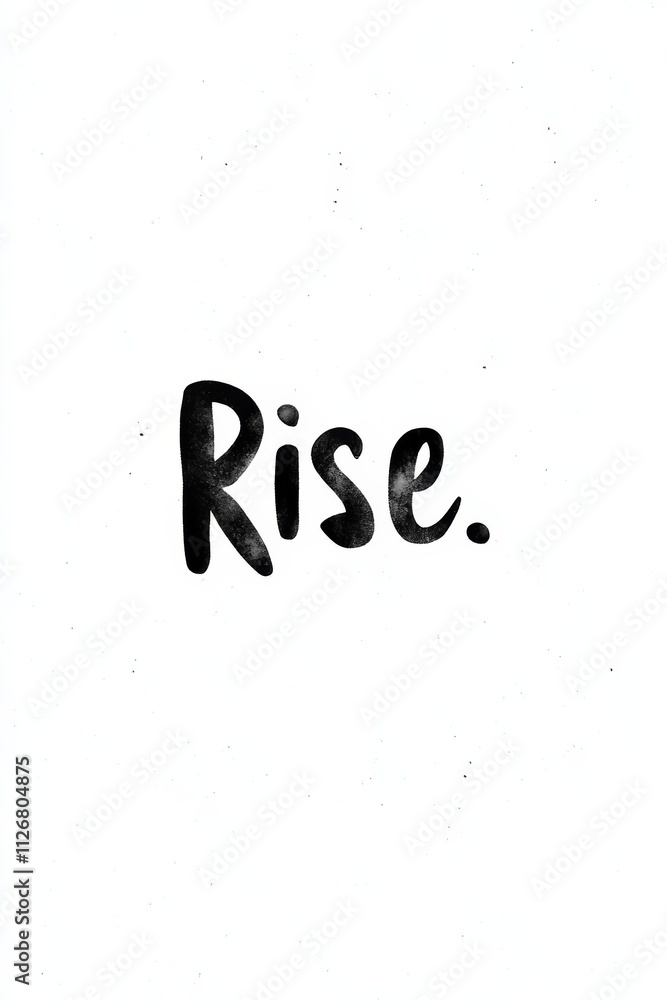 Minimalist “Rise” Text Art on Textured White Background for Postcard Design Minimalist “Rise” Text Art on Textured White Background for Postcard Design