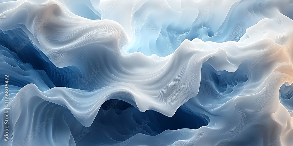 Fototapeta premium Abstract swirling blue and white fluid.
