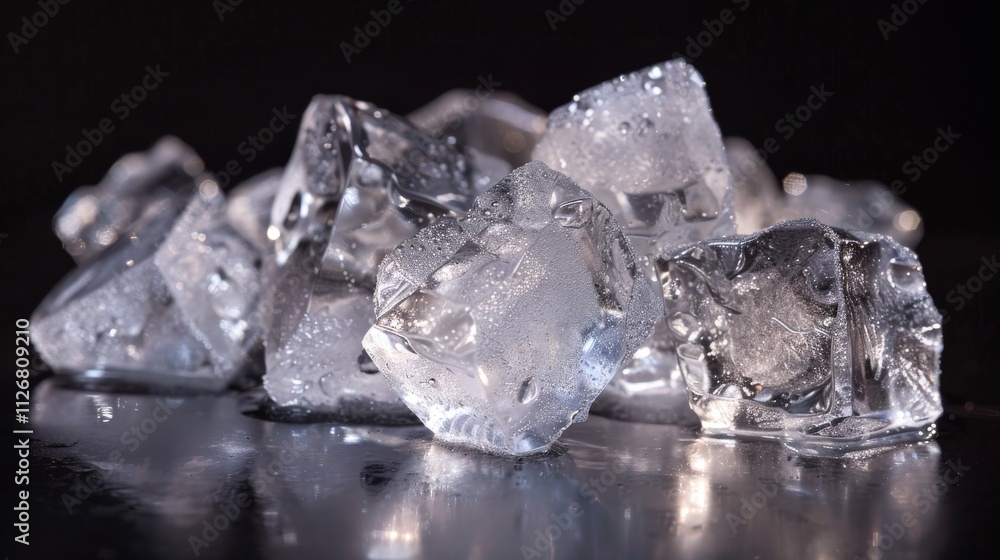 Natural crystal clear ice cubes on a black background. Natural crystal clear ice cubes on a black background.