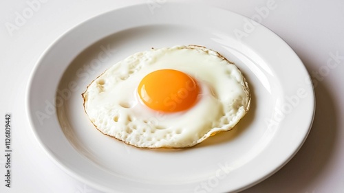 Minimalist Fried Egg on Plate Premium Food Stock Photo