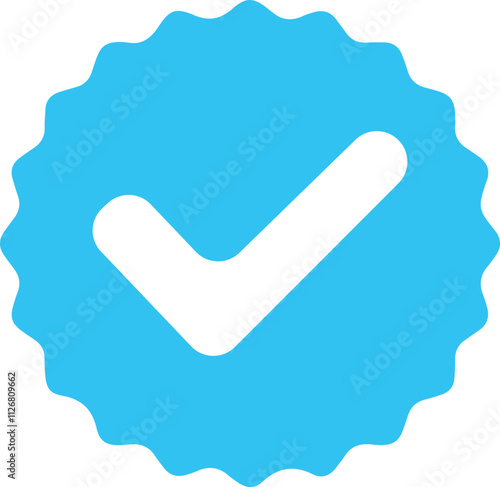 Set of verified badges. Blue check mark icon. Approval check marks. Quality sign icon. Checklist symbols. Social media account verification icons. 